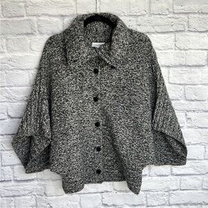 Calvin Klein Lambswool Cowl Neck Sweater Black Grey Cardigan Women’s Medium